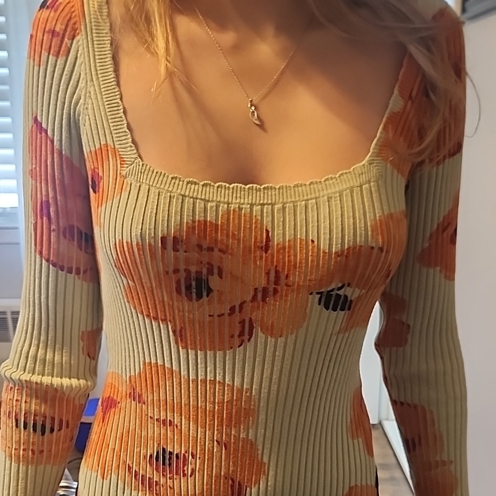 Floral Ribbed Knit bodysuit